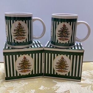 Set of 2 Spode Christmas Tree Mugs